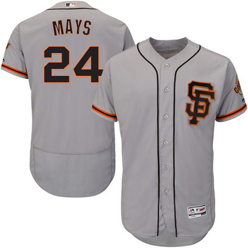 San Francisco Giants #24 Willie Mays Grey Flexbase Authentic Collection Road 2 Stitched Jersey Men's