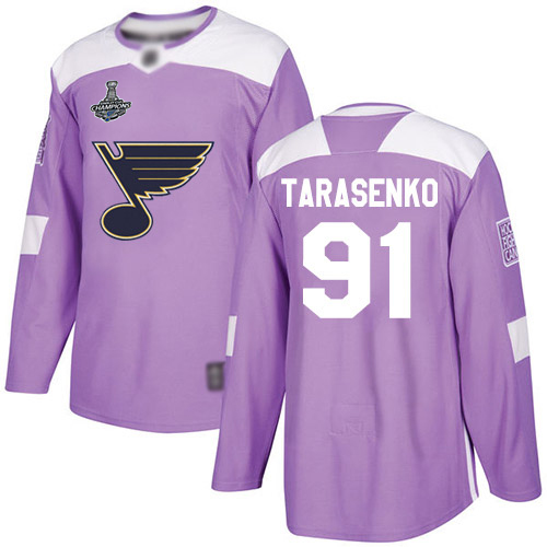 Adidas St. Louis Blues #91 Vladimir Tarasenko Purple Authentic Fights Cancer Stanley Cup Champions Stitched Jersey Men's