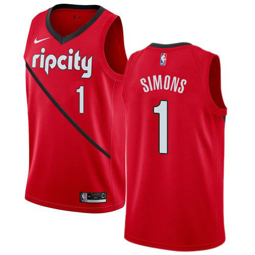 Portland Trail Blazers #1 Anfernee Simons Red Swingman Earned Edition Jersey Mens