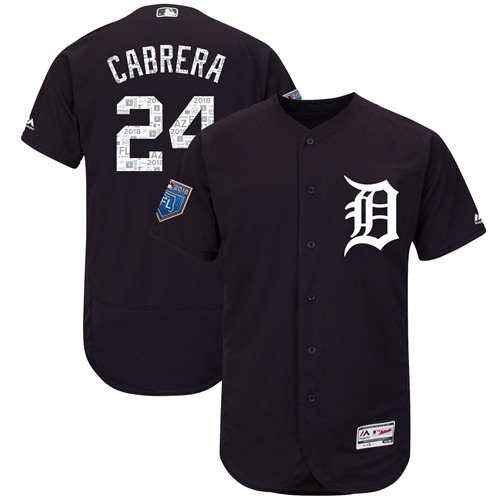 Detroit Tigers #24 Miguel Cabrera Navy Blue 2018 Spring Training Authentic Flex Base Stitched Jersey Men's