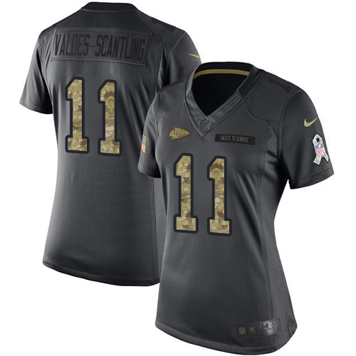 Chiefs #11 Marquez Valdes-Scantling Black Women's Stitched Limited 2016 Salute To Service Jersey