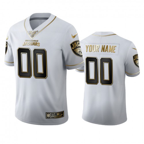 Jacksonville Jaguars Custom Men's White Golden Edition Vapor Limited 100 Jersey