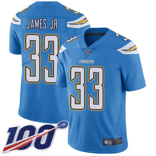 Chargers #33 Derwin James Jr Electric Blue Alternate Men's Stitched 100th Season Vapor Limited Jersey