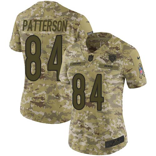 Chicago Bears #84 Cordarrelle Patterson Camo Women's Stitched Limited 2018 Salute To Service Jersey Womens