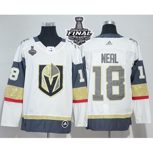 Adidas Golden Vegas Golden Knights #18 James Neal White Road Authentic 2018 Stanley Cup Final Women's Stitched Jersey Womens