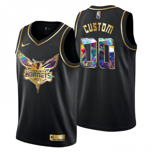 Charlotte Hornets Custom Men's Golden Edition Diamond Logo 2021/22 Swingman Jersey - Black
