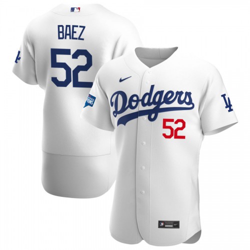Los Angeles Los Angeles Dodgers #52 Pedro Baez Men's White Home 2020 World Series Champions Authentic Player Jersey Men's
