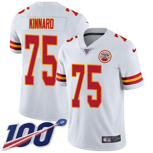 Chiefs #75 Darian Kinnard White Youth Stitched 100th Season Vapor Limited Jersey