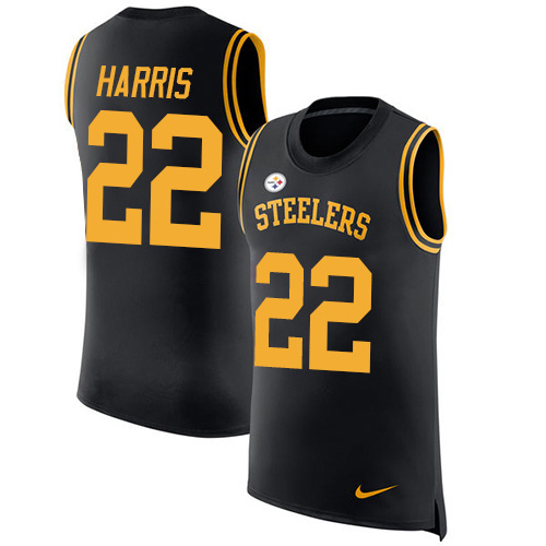 Steelers #22 Najee Harris Black Team Color Men's Stitched Limited Rush Tank Top Jersey