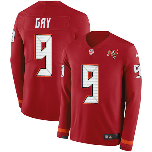 Tampa Bay Buccaneers #9 Matt Gay Red Team Color Youth Stitched Limited Therma Long Sleeve Jersey Youth