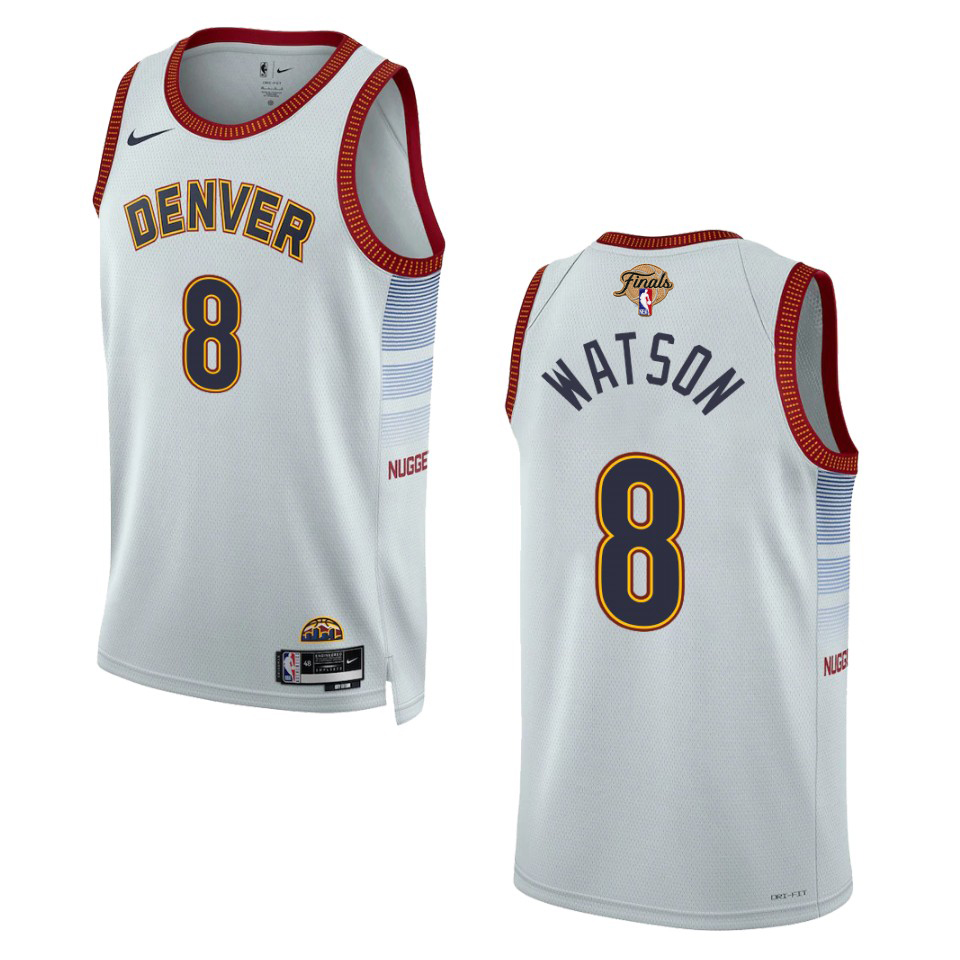 Denver Nuggets #8 Peyton Watson Unisex Silver 2023 Finals Patch Swingman Jersey - City Edition