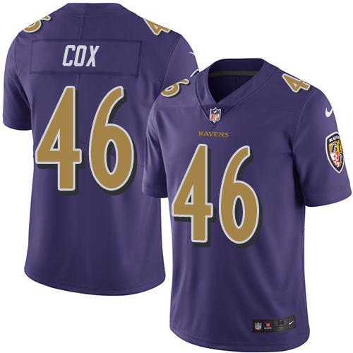 Baltimore Ravens #46 Morgan Cox Purple Men's Stitched Limited Rush Jersey Men's