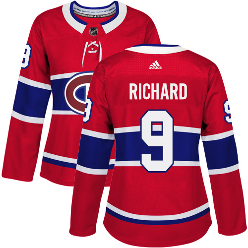 Adidas Montreal Canadiens #9 Maurice Richard Red Home Authentic Women's Stitched Jersey Womens