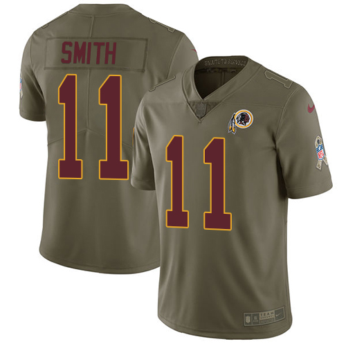 Washington Commanders #11 Alex Smith Olive Men's Stitched Limited 2017 Salute To Service Jersey Men's