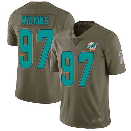 Miami Dolphins #97 Christian Wilkins Olive Youth Stitched Limited 2017 Salute to Service Jersey Youth