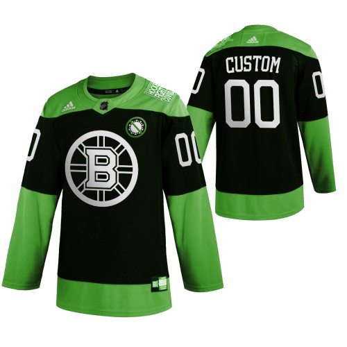 Boston Bruins Custom Men's Adidas Green Hockey Fight nCoV Limited Jersey