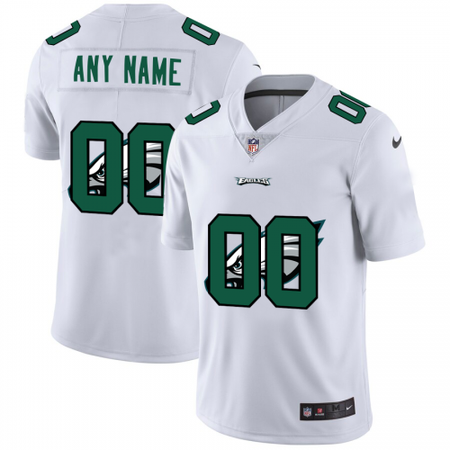 Philadelphia Eagles Custom White Men's Team Logo Dual Overlap Limited Jersey