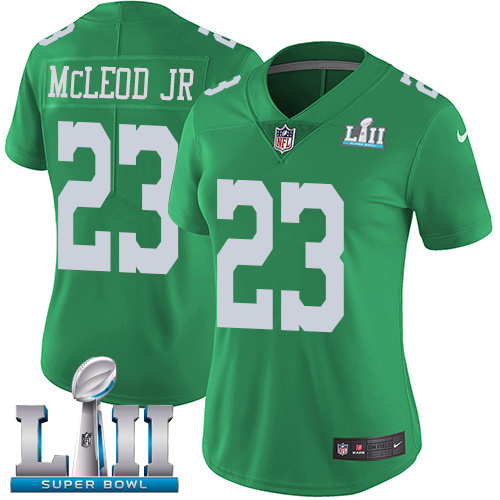 Philadelphia Eagles #23 Rodney McLeod Jr Green Super Bowl LII Women's Stitched Limited Rush Jersey Womens