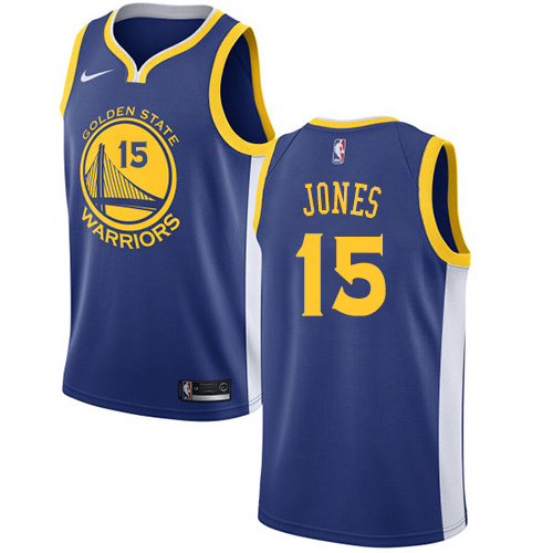 Golden State Warriors #15 Damian Jones Blue Swingman Icon Edition Jersey Mens