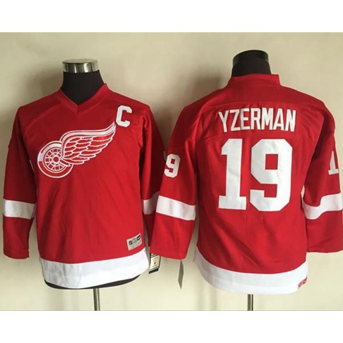 Detroit Red Wings #19 Steve Yzerman Red CCM Throwback Stitched Youth Jersey Youth