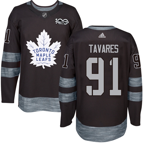Adidas Maple Toronto Maple Leafs #91 John Tavares Black 1917-2017 100th Anniversary Stitched Jersey Men's