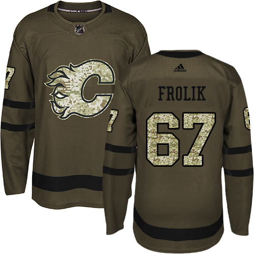 Adidas Calgary Flames #67 Michael Frolik Green Salute to Service Stitched Jersey Men's