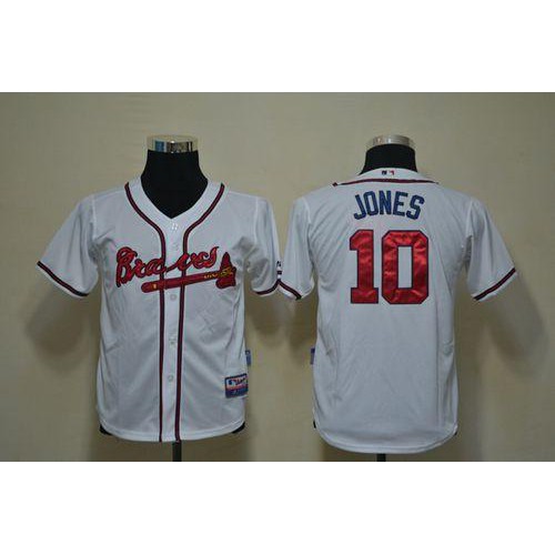 Atlanta Braves #10 Chipper Jones White Cool Base Stitched Youth Jersey Youth