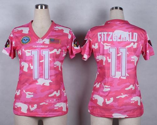 Cardinals #11 Larry Fitzgerald Pink Women's Stitched Elite Camo Fashion Jersey