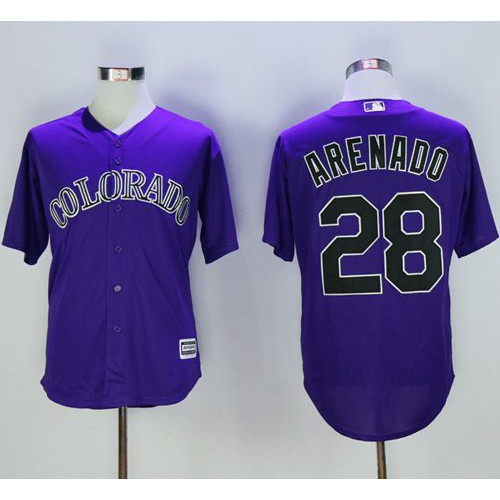 Colorado Rockies #28 Nolan Arenado Purple New Cool Base Stitched Jersey Men's