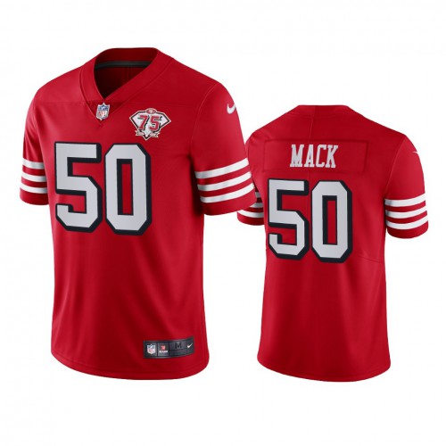 San Francisco 49ers #50 Alex Mack Red Rush Men's 75th Anniversary Stitched Vapor Untouchable Limited Jersey Men's