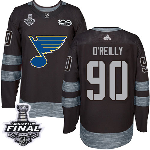 Adidas St. Louis Blues #90 Ryan O'Reilly Black 1917-2017 100th Anniversary 2019 Stanley Cup Final Stitched Jersey Men's