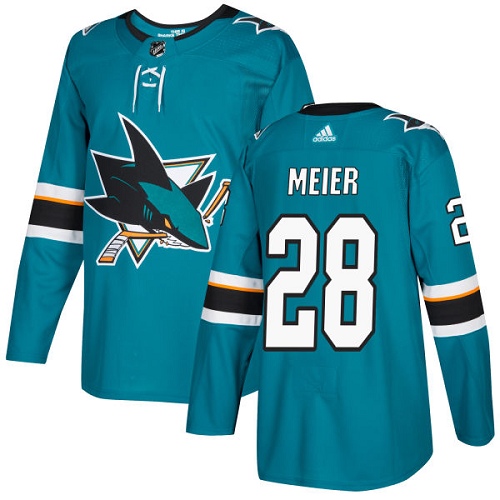 Adidas San Jose Sharks #28 Timo Meier Teal Home Authentic Stitched Youth Jersey Youth