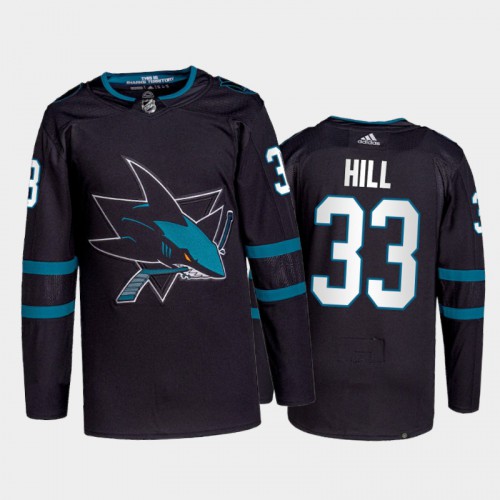 Adidas San Jose Sharks #33 Adin Hill Men's 2021-22 Alternate Authentic Jersey - Black Men's