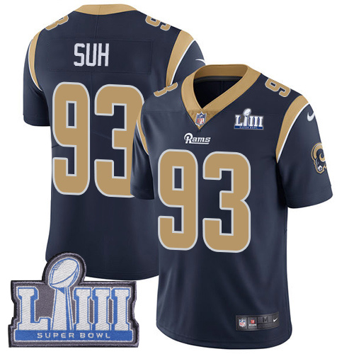 Los Angeles Rams #93 Ndamukong Suh Navy Blue Team Color Super Bowl LIII Bound Youth Stitched Vapor Untouchable Limited Jersey Youth