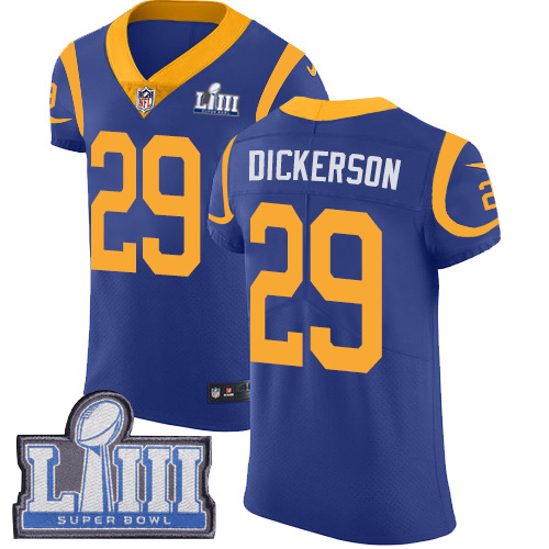 Rams #29 Eric Dickerson Royal Blue Alternate Super Bowl LIII Bound Men's Stitched Vapor Untouchable Elite Jersey