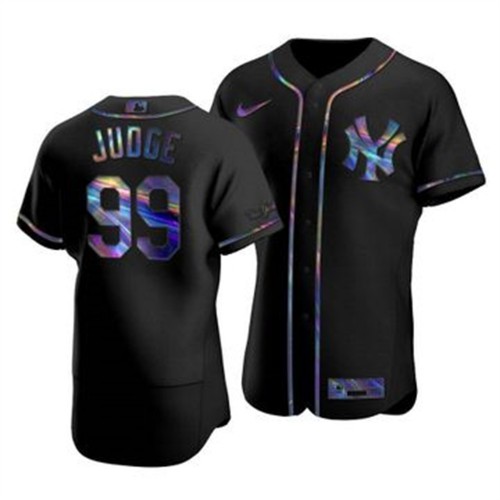New York New York Yankees #99 Aaron Judge Men's Iridescent Holographic Collection Jersey - Black Men's