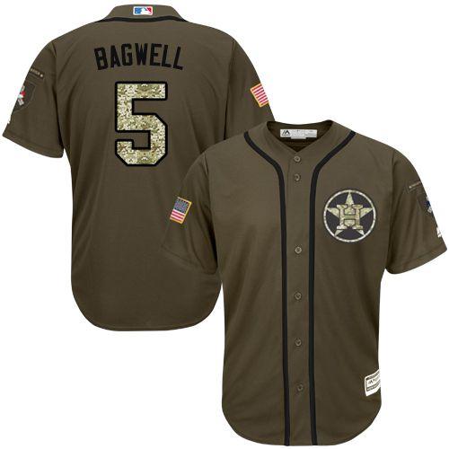 Houston Astros #5 Jeff Bagwell Green Salute to Service Stitched Jersey Men's
