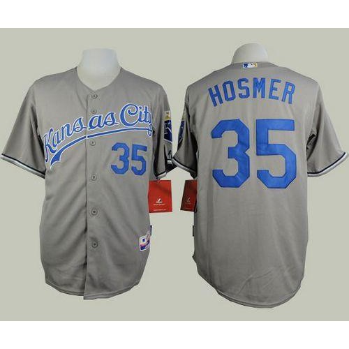 Kansas City Royals #35 Eric Hosmer Grey Road Cool Base Stitched Jersey Men's