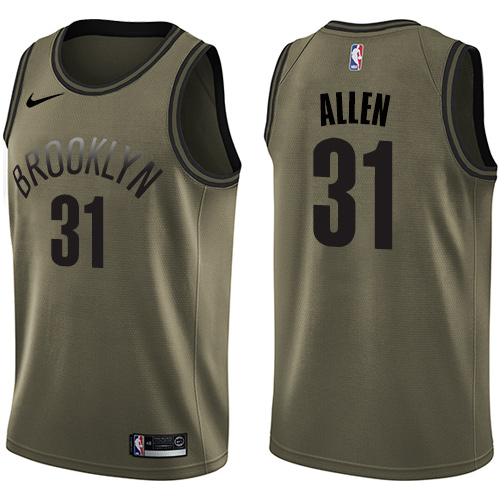Brooklyn Nets #31 Jarrett Allen Green Swingman Salute to Service Jersey Mens