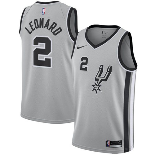 San Antonio Spurs #2 Kawhi Leonard Silver Statement Edition Swingman Jersey Mens