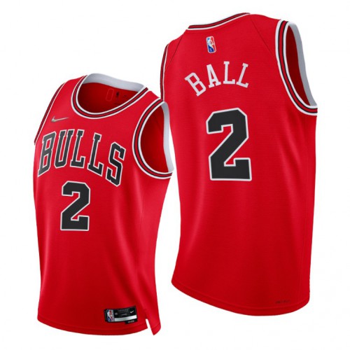 Chicago Bulls #2 Lonzo Ball Youth 2021-22 75th Diamond Anniversary Jersey Red Youth