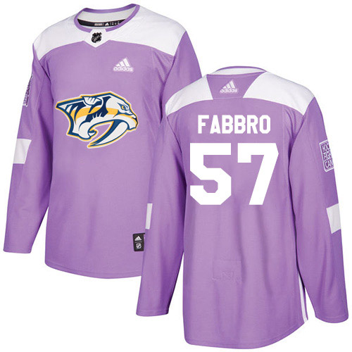Adidas Nashville Predators #57 Dante Fabbro Purple Authentic Fights Cancer Stitched Jersey Men's