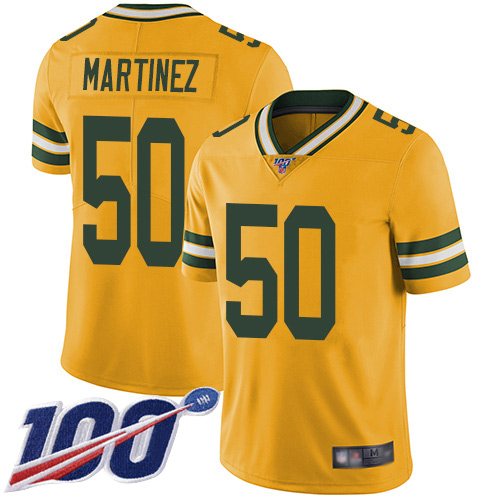 Green Bay Packers #50 Blake Martinez Yellow Men's Stitched Limited Rush 100th Season Jersey Men's