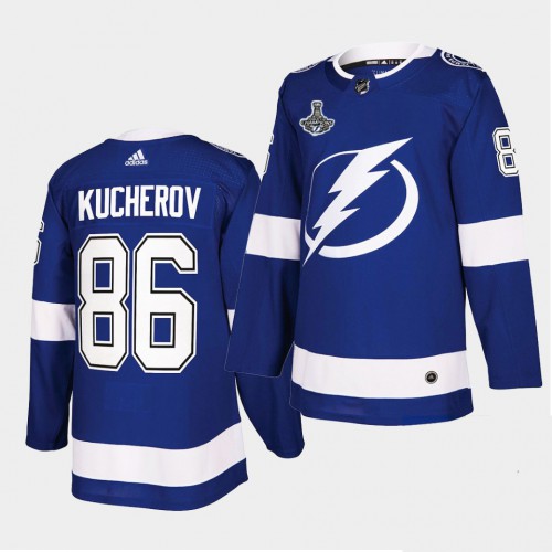 Adidas Tampa Bay Lightning #86 Nikita Kucherov Blue Home Authentic Youth 2021 Stanley Cup Champions Jersey Youth