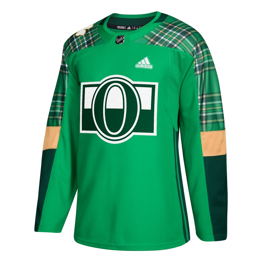 Adidas Senators Blank Adidas Green St. Patrick's Day Authentic Practice Stitched Jersey
