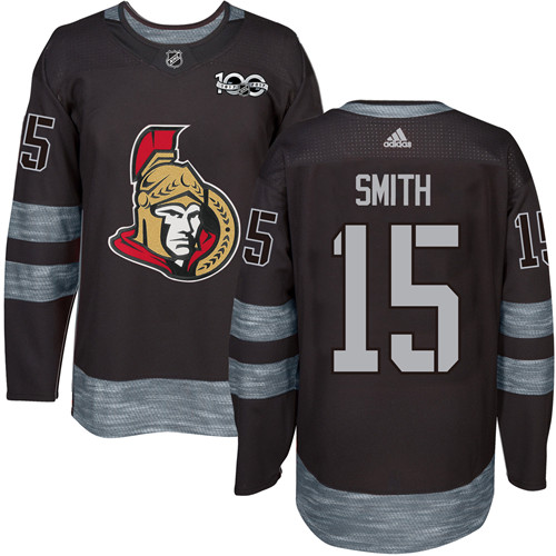 Adidas Ottawa Senators #15 Zack Smith Black 1917-2017 100th Anniversary Stitched Jersey Men's