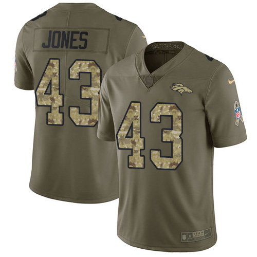 Denver Broncos #43 Joe Jones Olive/Camo Youth Stitched Limited 2017 Salute To Service Jersey Youth
