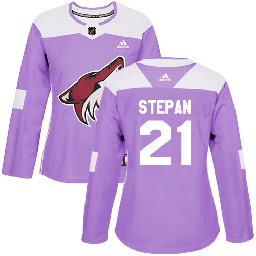 Adidas Arizona Coyotes #21 Derek Stepan Purple Authentic Fights Cancer Women's Stitched Jersey Womens