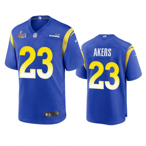 Los Angeles Los Angeles Rams #23 Cam Akers Men's Super Bowl LVI Patch Game Jersey - Royal Men's