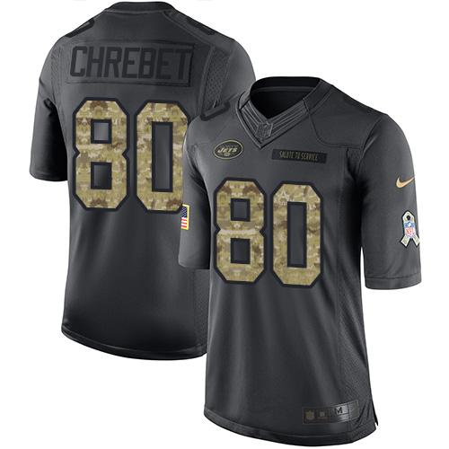 New York Jets #80 Wayne Chrebet Black Men's Stitched Limited 2016 Salute to Service Jersey Men's